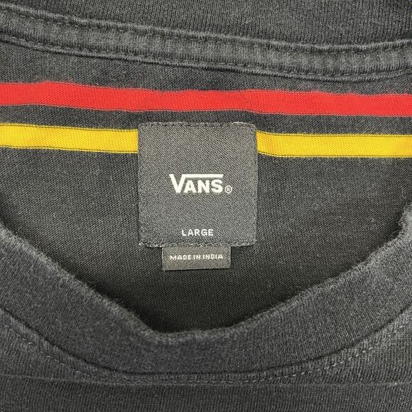 Vans Sunflower Stripe T-Shirt Womens Large Black Red Yel Embroidered VN0A4PPNKCZ - Picture 5 of 15